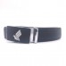 Men's Belt Adjustable in Black Leather Silver Steel Buckle