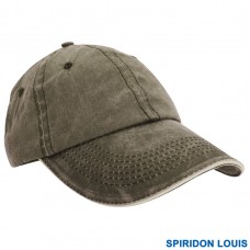 SPIRIDON LOUIS WASHED FINE LINE COTTON BASEBALL CAP WITH SANDWICH PEAK