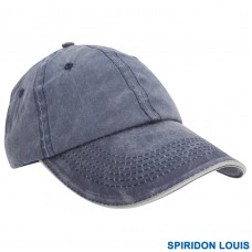 SPIRIDON LOUIS WASHED FINE LINE COTTON BASEBALL CAP WITH SANDWICH PEAK